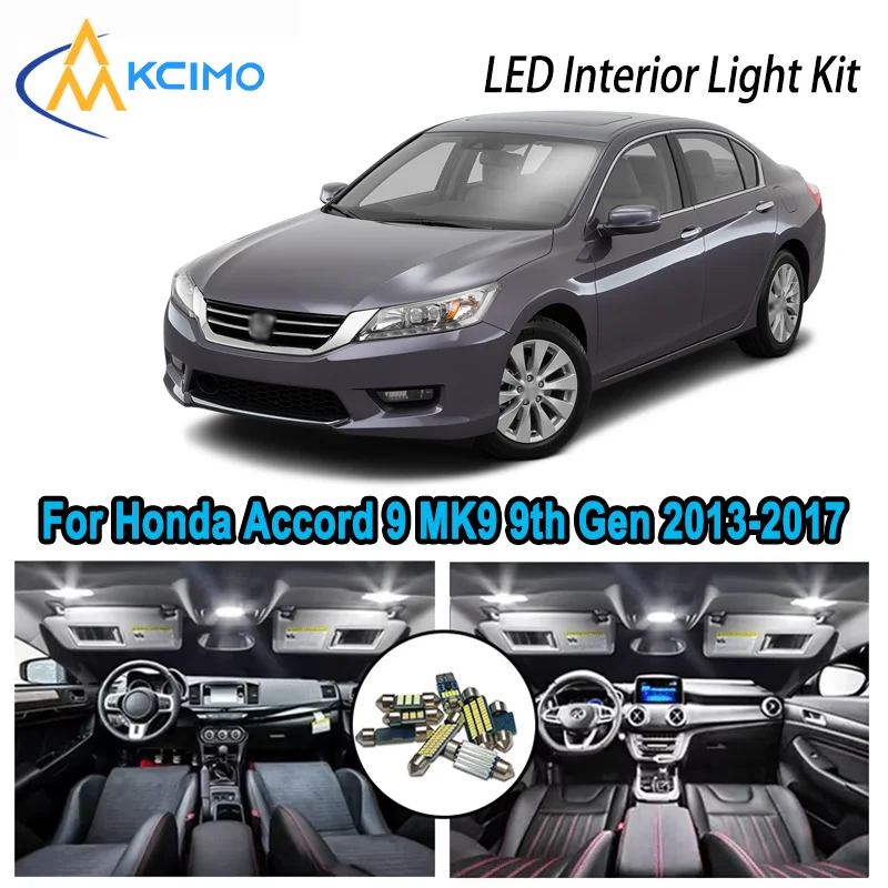 

For Honda Accord 9 MK9 9th Gen 2013-2017 2014 Premium Bright LED Interior Dome Map Trunk Light Kit Car Led Lamps Canbus No Error