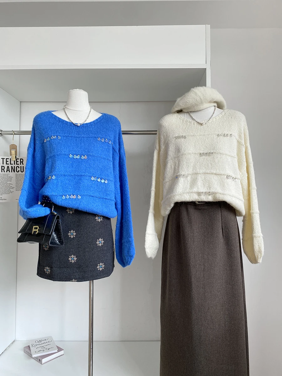 

2025 Autumn Winter Loose Women's Sweater Versatile Casual Style Polyester Fiber Slimming Trendy Top for Young Adults