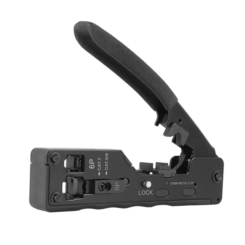 

CAT5 CAT6A CAT7 Modular Crimper With RJ45 RJ12 RJ11 Network Cable Tester Tool Kit Durable Easy To Use Black