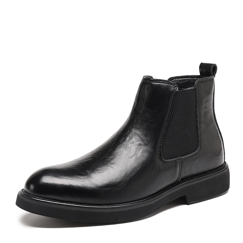 men casual business wedding chelsea boots slip-on natural leather shoes cowboy autumn winter boot black stylish ankle botas male