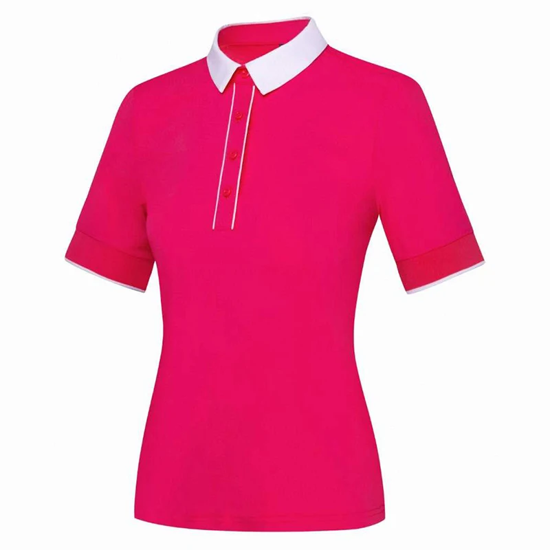 

Summer New Women's Golf Sports Shirt Contrast Short Sleeved T-Shirt Outdoor Leisure Quick Drying Ladies Slim Fit Polo Shirt Top