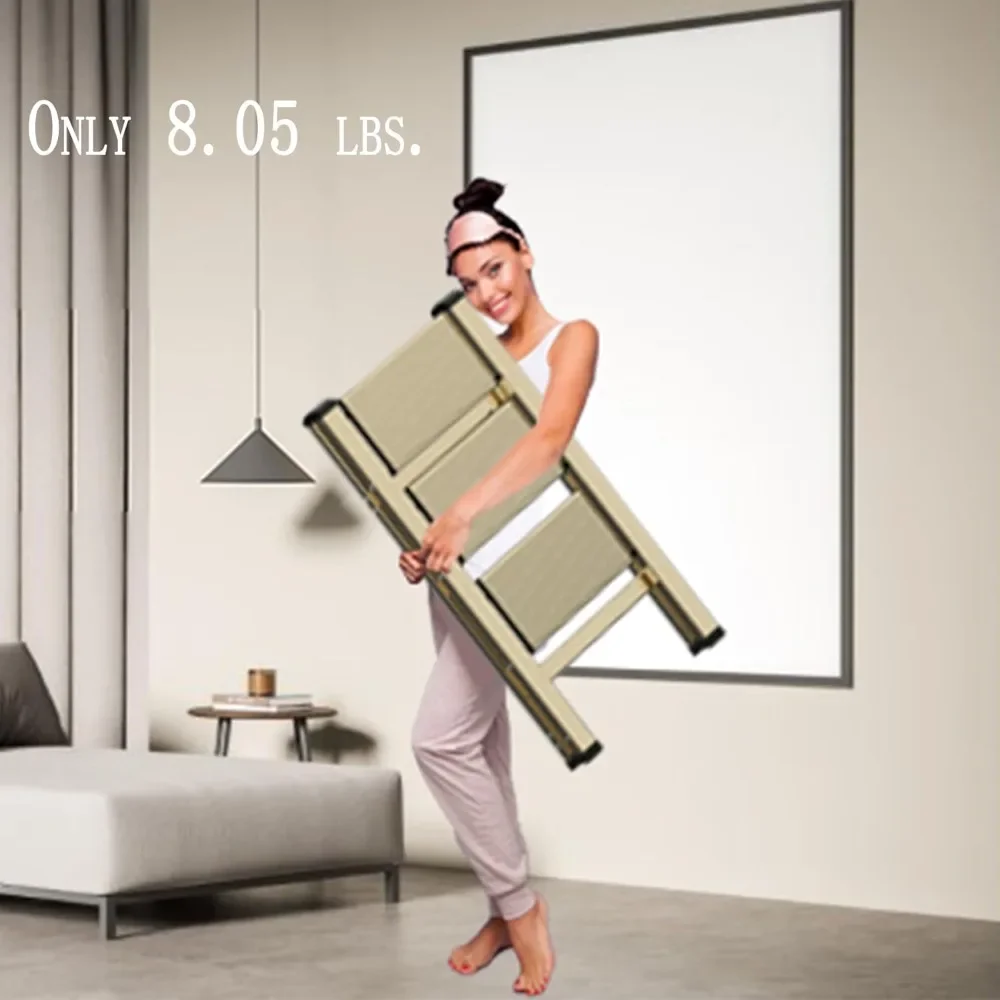 

3-ступенчатая легкая складная лестница для дома, алюминиевая стремянка 330 фунтов, противоскользящая для кухни, складной табурет-ступенька для взрослых для Cl