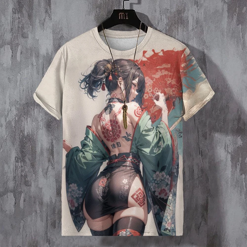 

New Summer Men Fashion Cool Samurai Tattoo Graphic T Shirts Trend Casual Harajuku Streetwear 3D Printed Hip Hop O-Neck Tees Tops