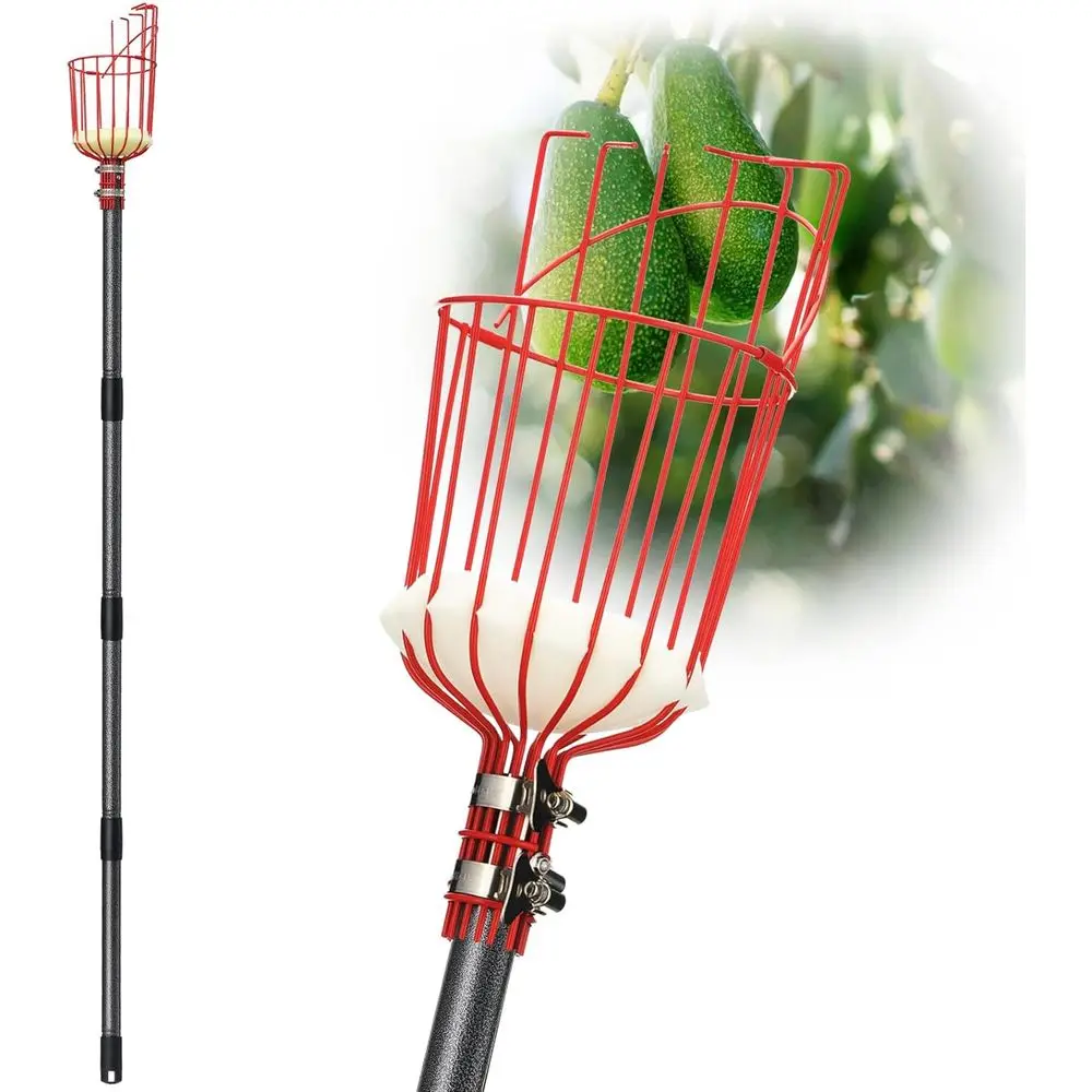 

ruit Picker Pole Tool with Basket Telescoping, Adjustable Picker Pole 35-170 inch Long Handle, Mango Orange Avocado ig Acorn Lem