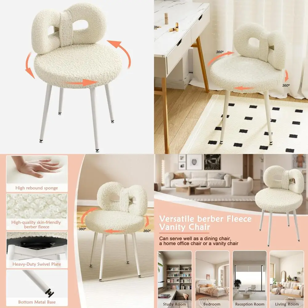 

Компактный поворотный стул для туалетного столика: уютный и милый для девичьей спальни
