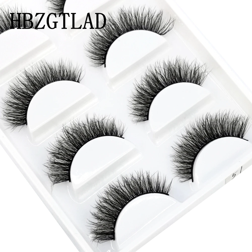 HBZGTLAD – Faux cils 3D soyeux, naturels, longs, épais, doux, 5 paires, pour maquillage