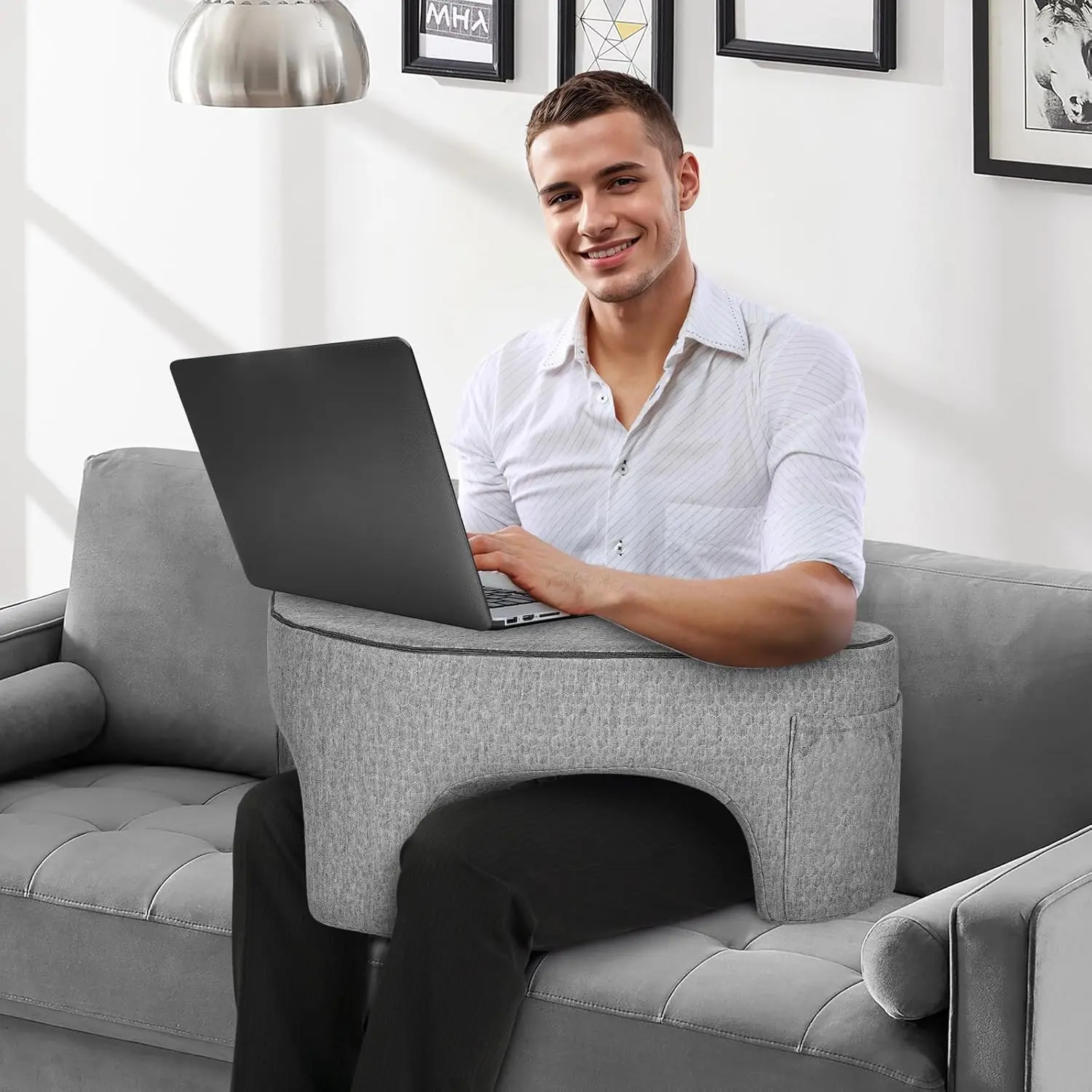 

Reading Pillow For Gaming Extra Large, Ergonomic Lap Desk Pillow With Pocket, Soft Memory Foam Arm Rest Pillow For Adult, Heart