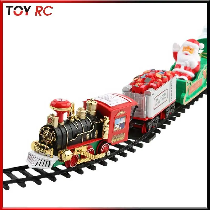 Kersttreinset met muziek Kerstman Thema Kleine trein Speelgoedvoertuig Model Woondecoratie Ornamenten voor kinderen Kerstcadeau