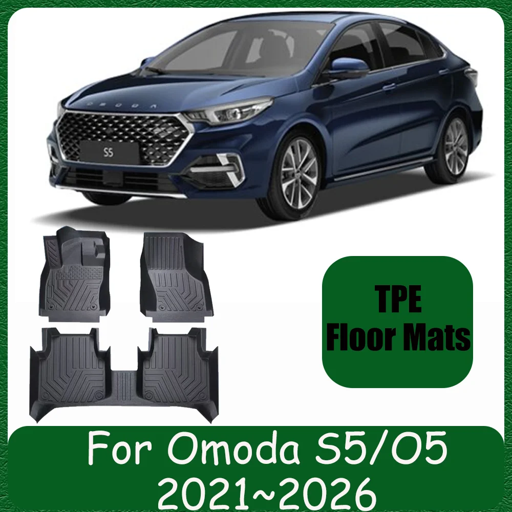 

Для Omoda S5/O5 2021 ~ 2026 2022 2023 2024 2025 автомобильные коврики из ТПЭ с левым рулем, устойчивые к царапинам ковры, защитные аксессуары для интерьера