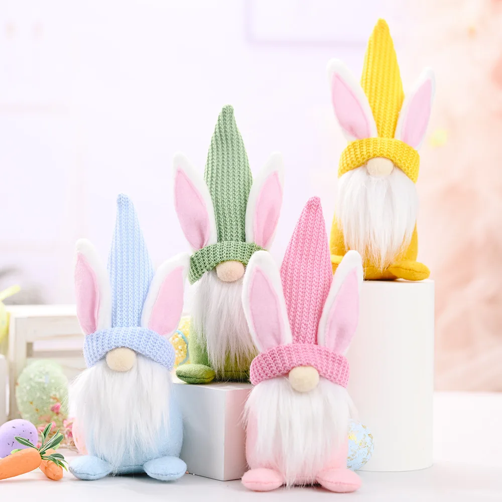 Easter Rabbit Dwarf Doll Cute Gnome Doll for Home Party Desktop Decoration Easter Ornaments Kids Gifts