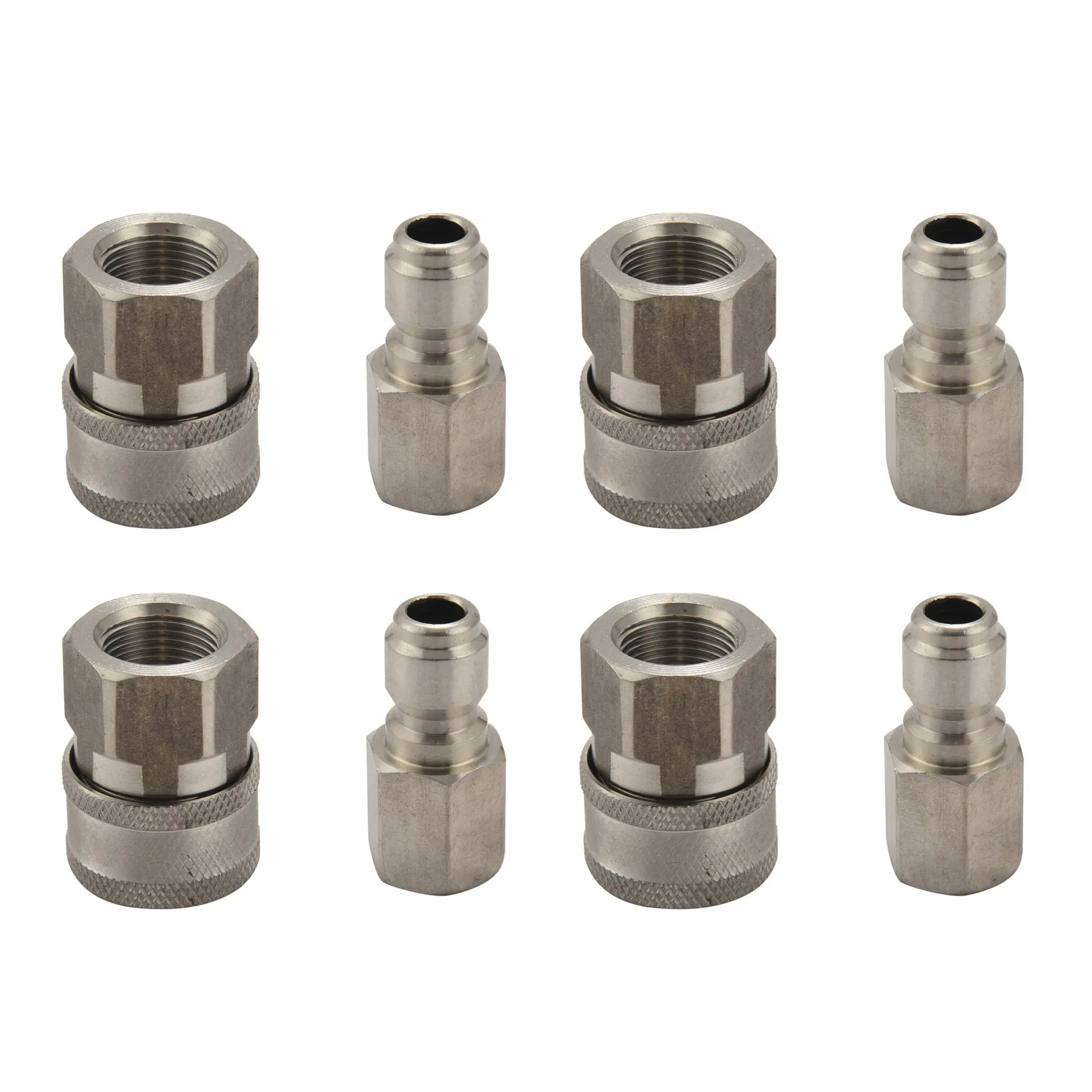 

4X Stainless Steel Pressure Washer Adapter Set G3/8 Inch Female Quick Connect Plug and Socket