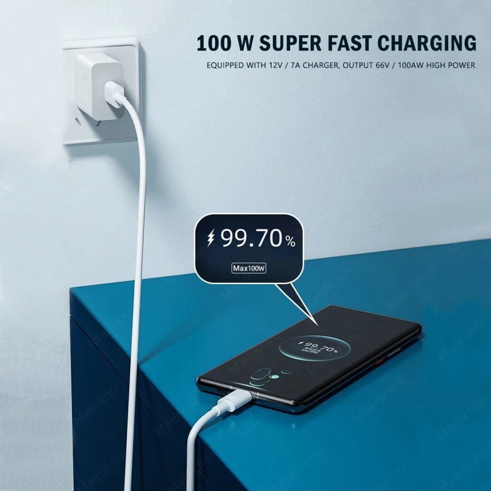 0.25/1/1.5/2m PD 7A 100W USB to Type C Fast Charging Cable Super Charge Data Sync Cord for Xiaomi Samsung Huawei Android Phones