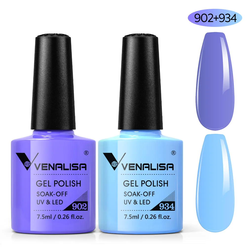 2 buah * 7.5ml cat kuku VENALISA cakupan penuh warna cantik dasar Nowipe lapisan atas rendam UV LED Gel Lacquer Semi permanen