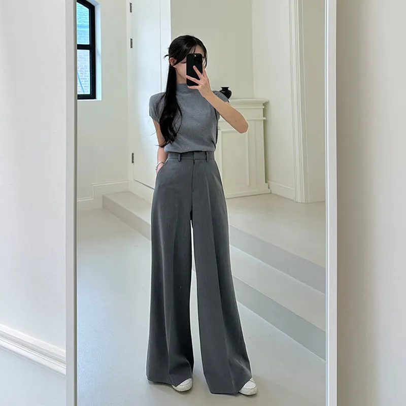 

Женские брюки-клеш с высокой талией и широкими штанинами в стиле ретро, универсальные длинные брюки в стиле французского шика, повседневные брюки