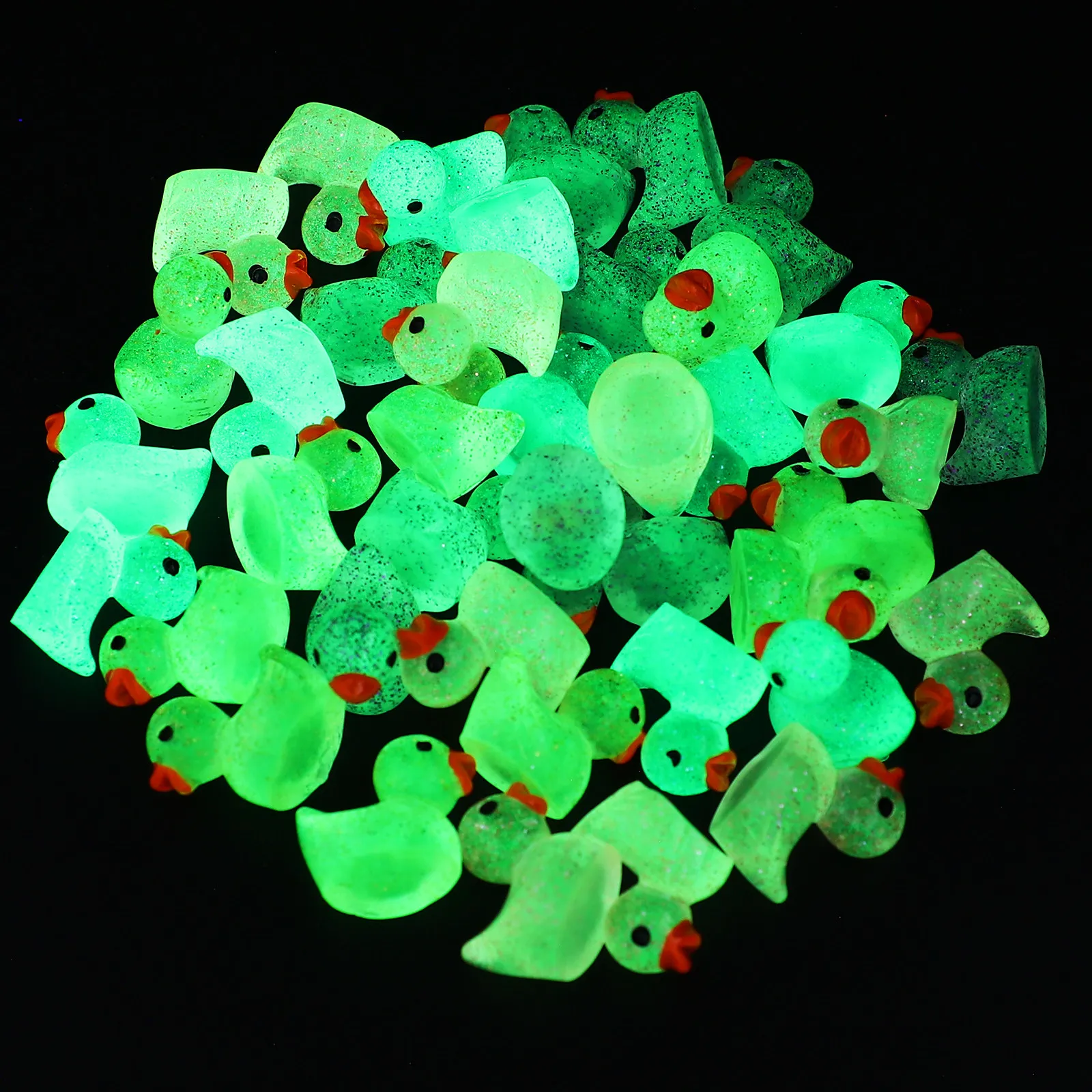40Pcs Luminous Mini Duck Resin Statues Garden Landscape Moss Decor Outdoor Yard Ornament Night Glow Mini Duck Resin Statue