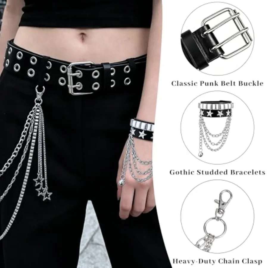 Studded Belt Set for Men Women - Body Jewelry Goth ulasan dan harga