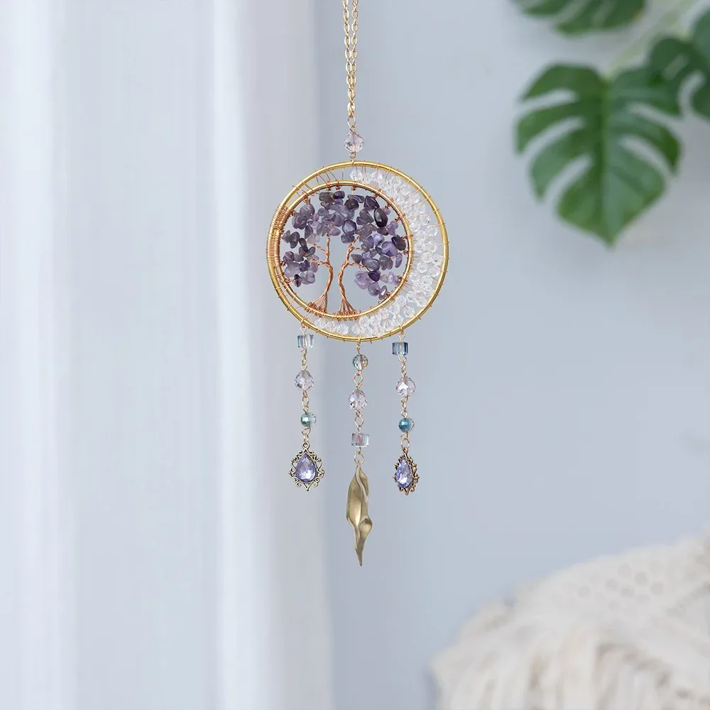 1Pc Tree of Life Dream Catchers for Car with Crystal, Gemstone Suncatcher Hanging Is Personalized Home Decor/room Decor