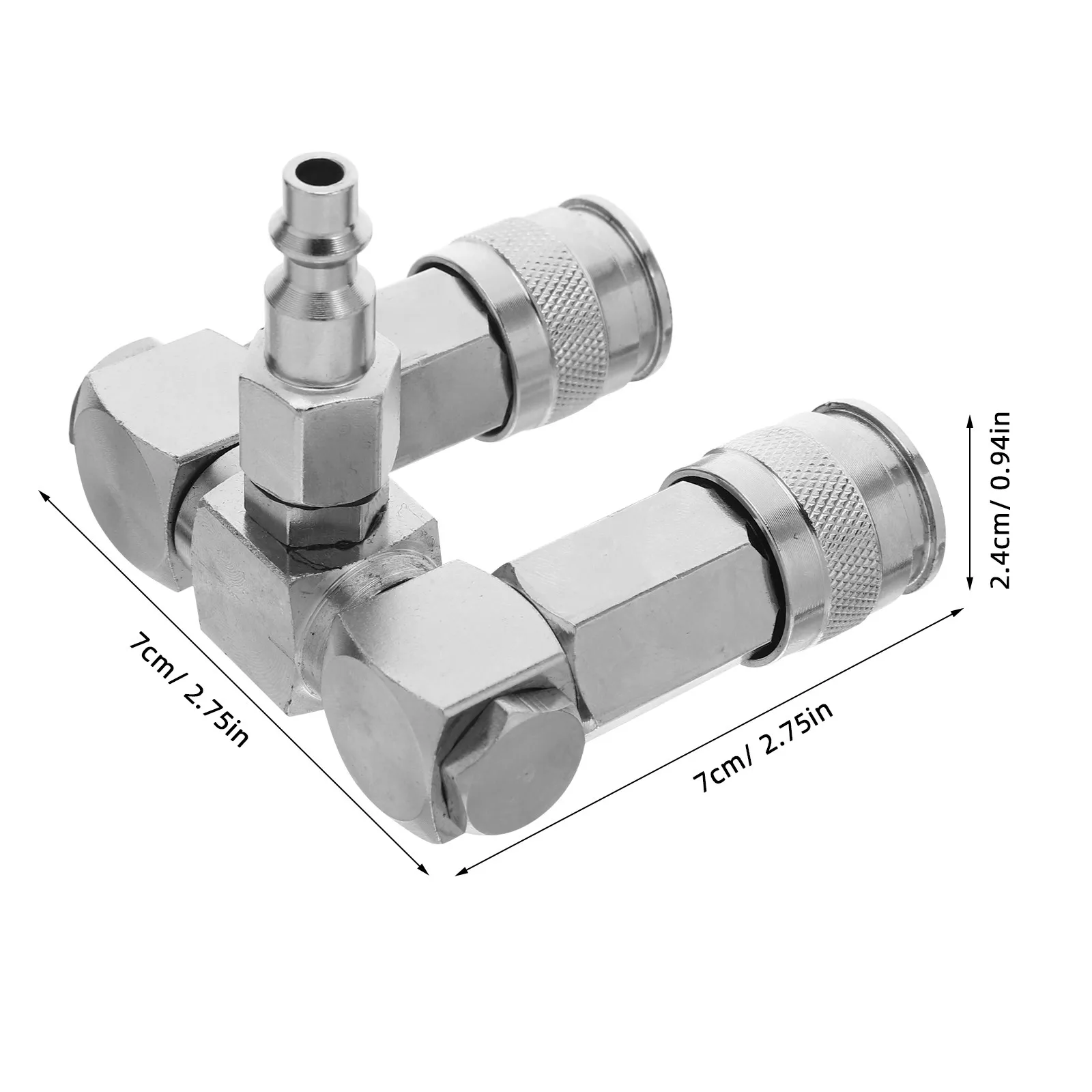 Universal Swivel Air Fitting 360 Degree Rotating 2 Way Pneumatic Hose Splitter Quick Release for Air Tool