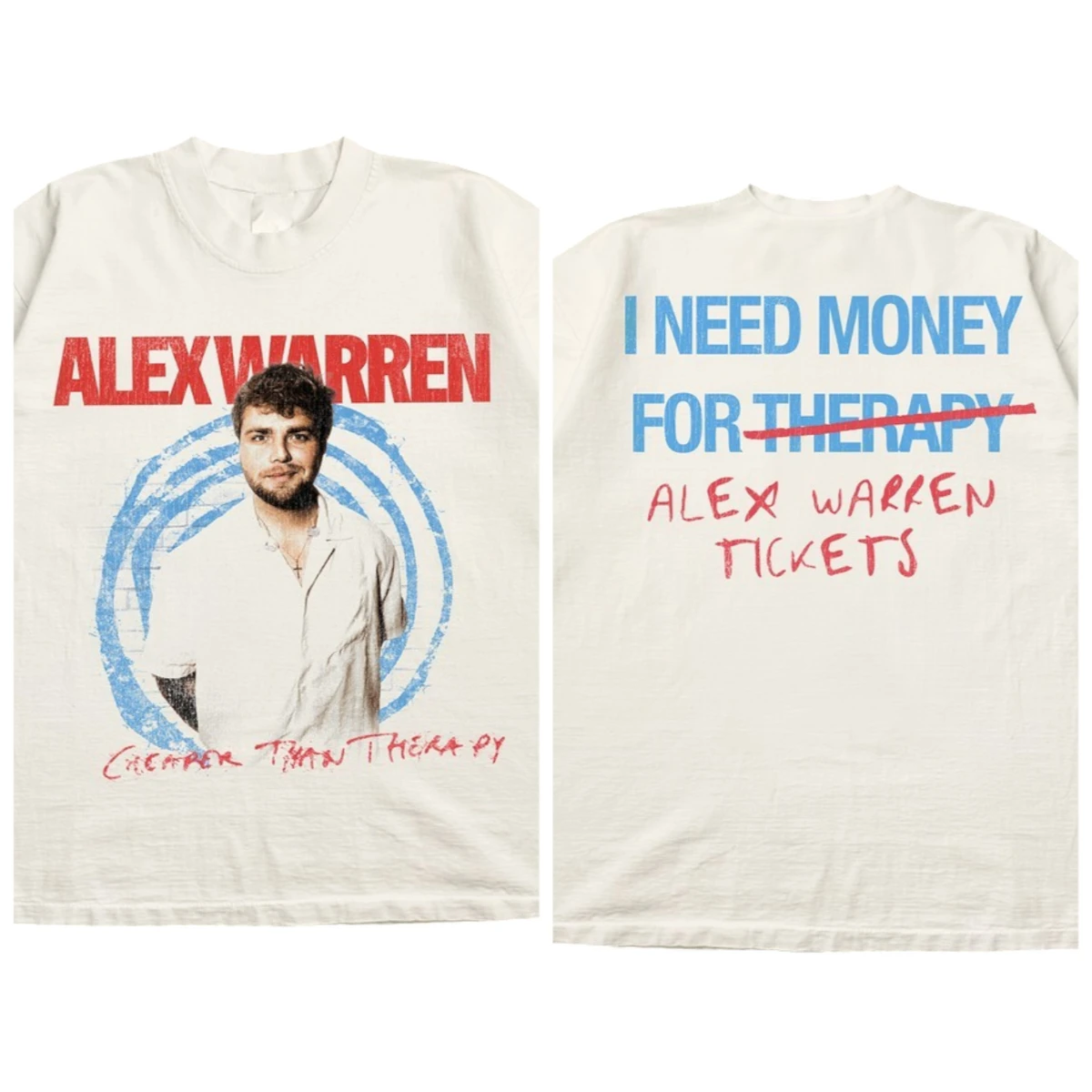 Alex Warren Need Money For Therapy graphic cotton unisex Tshirt 2026 Summer New O-neck loose Y2k style men's Short Sleeve shirt