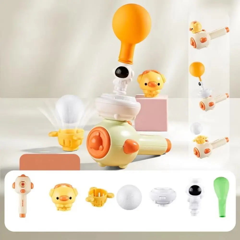 Exercitador de respiração dos desenhos animados brinquedos engraçado 3-em-1 balão lançador brinquedo flutuante tubo de sopro bolas com apito brinquedo bola soprando brinquedos