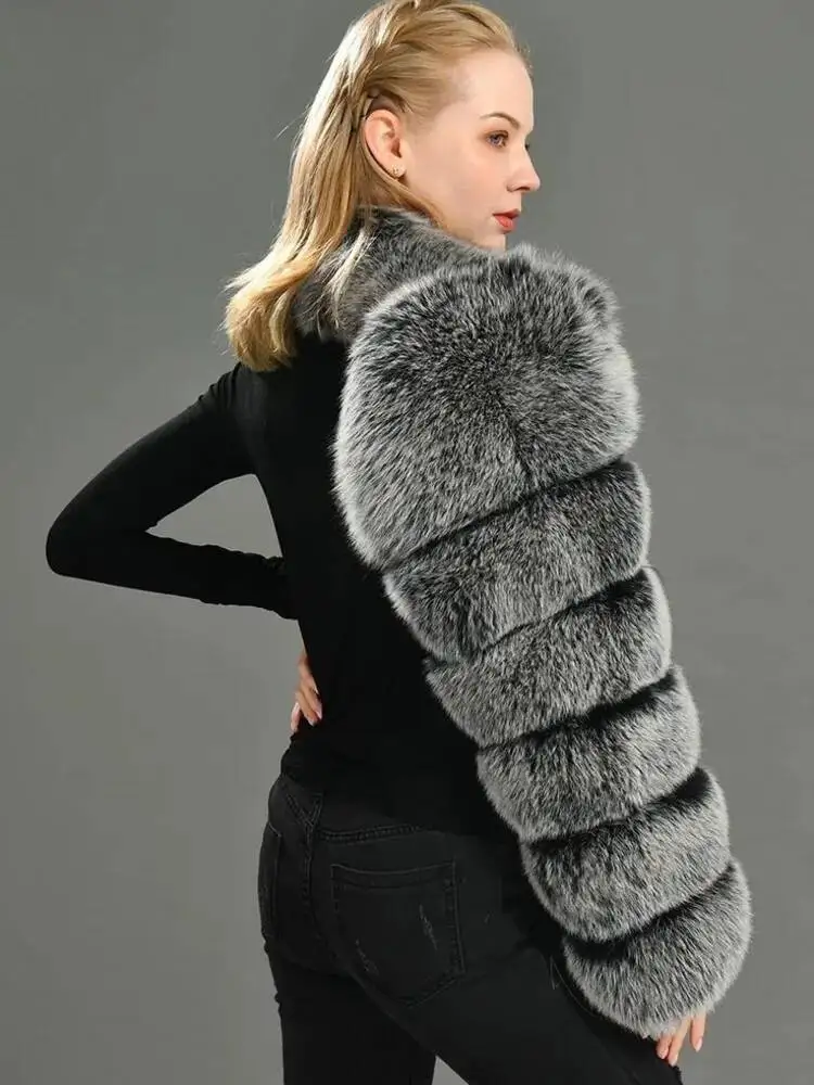 2026 New Fashion Women Faux Fur Shawl Pullover Collarless Single Sleeve Thicken Warm Solid Color Coat Female Spring 17BICS