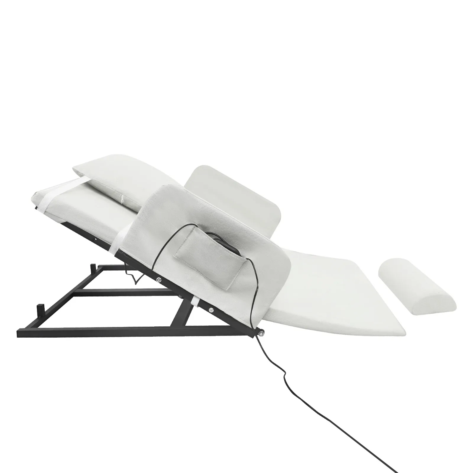 مسند ظهر قابل للتعديل لسرير المستشفى الكهربائي بجهاز تحكم عن بعد - طاولة فوق السرير وقضبان جانبية متضمنة لرعاية المريض المنزلي لكبار السن