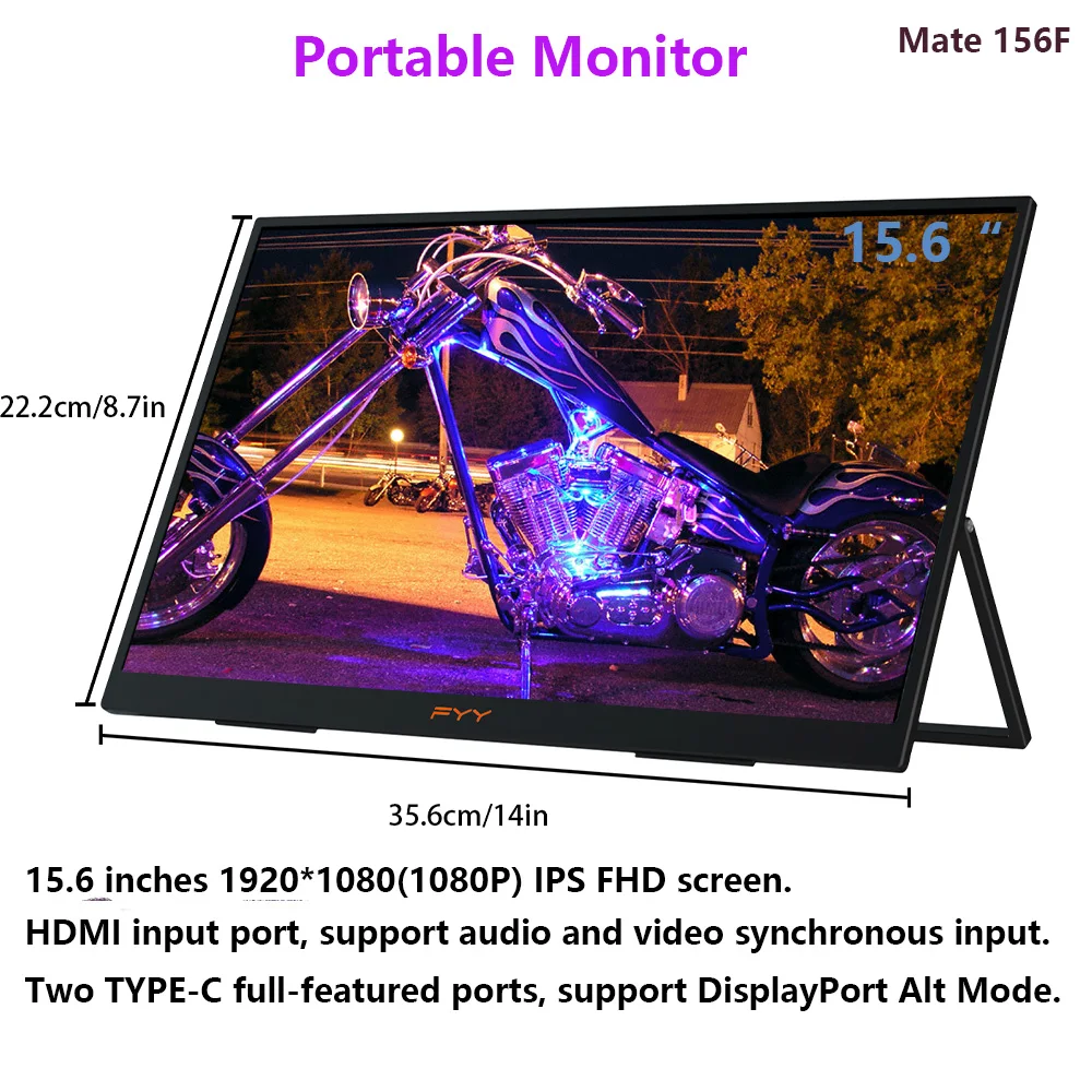 

15.6-inch MATE 156F IPS 1080P FHD Screen 60HZ HDR10 Game Display Portable Display with Two TYPE-C Ports for Multi-system Display