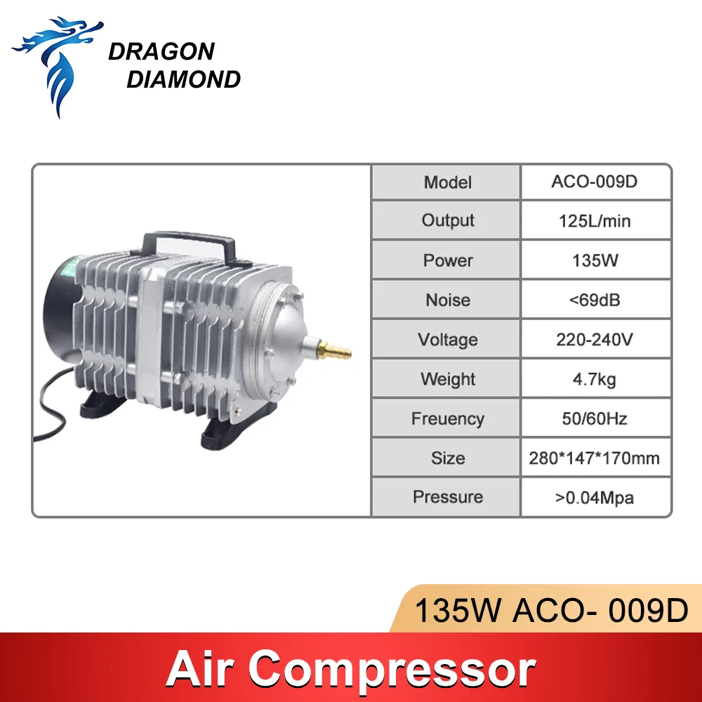 Imagem -06 - Compressor da Bomba de ar ac 110v 220v Auxiliar ar Magnético Elétrico para Co2 Cnc Máquina Corte Gravura a Laser Aco009d 135w