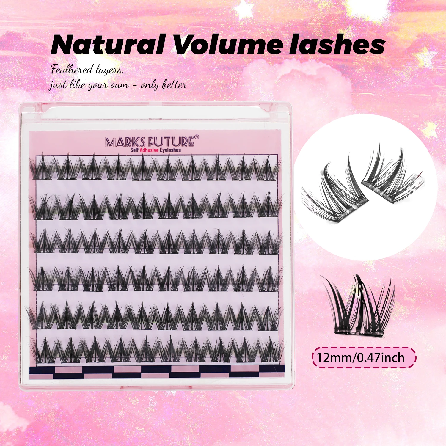 رموش صناعية ذاتية اللصق، مجموعات رموش، 60 قطعة، تجعيد C، رموش فردية، مجموعات رموش أنمي سميكة مع شريط رفيع، رموش تنكرية، للاستخدام المنزلي، مناسبة للمبتدئين