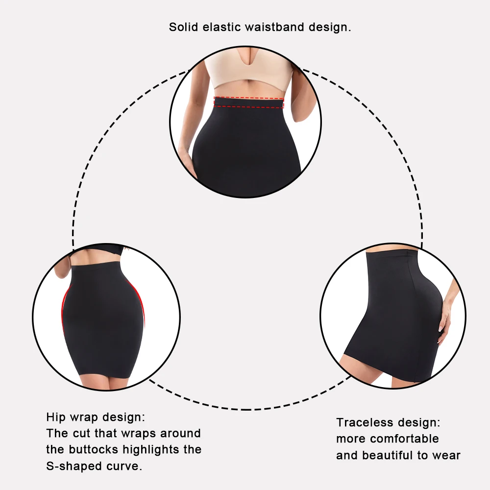 SEXYWG Tight Office Skirt Female Solid Color Elastic Skirts Hip Wrap Lady Pencil Skirts Flat Belly High Waist Summer Body Shaper