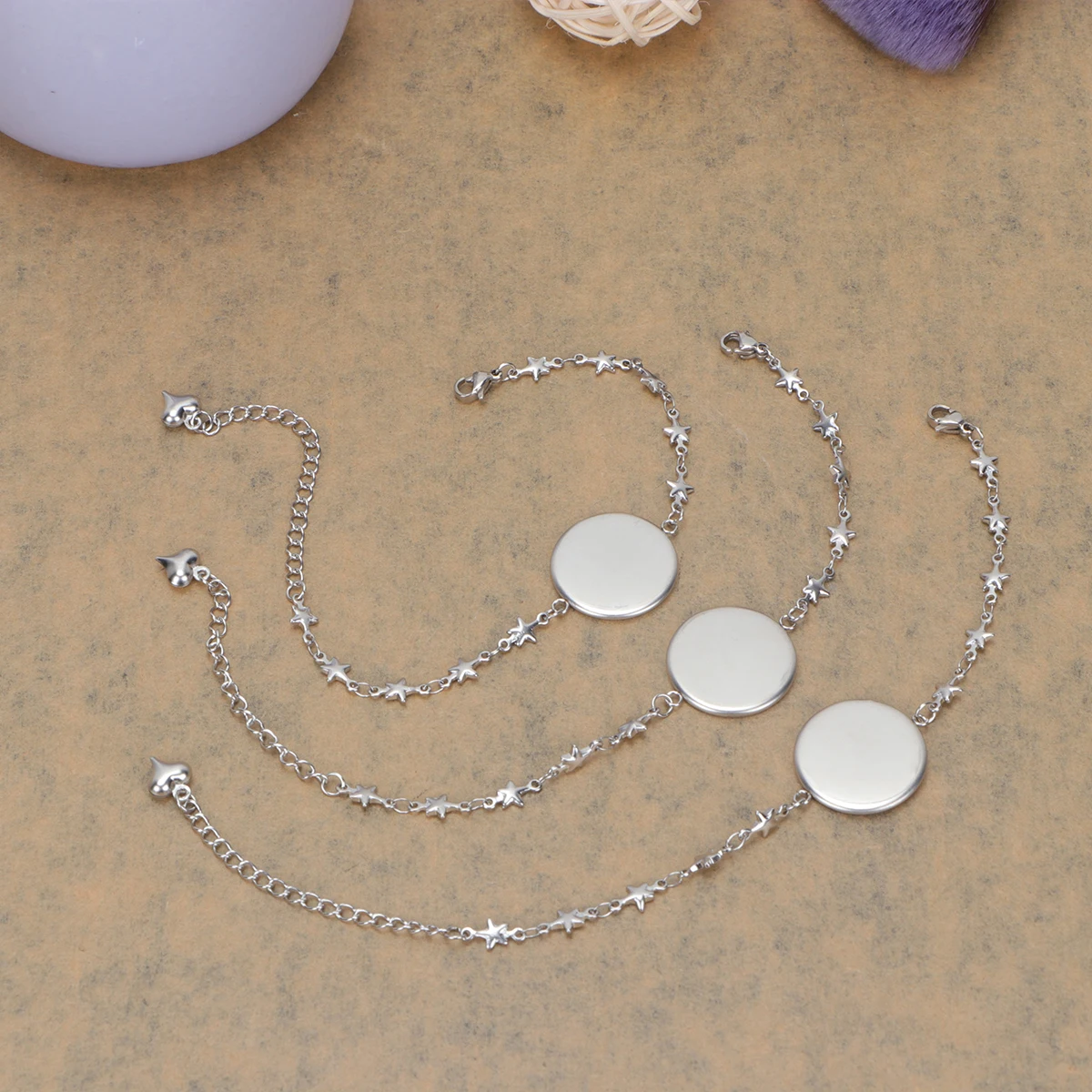 

10 pcs Stainless Steel Tray Wrist Pendant DIY Bracelet Kit Jewelry for Party Time Girls Charm Lightweight Durable Decoration