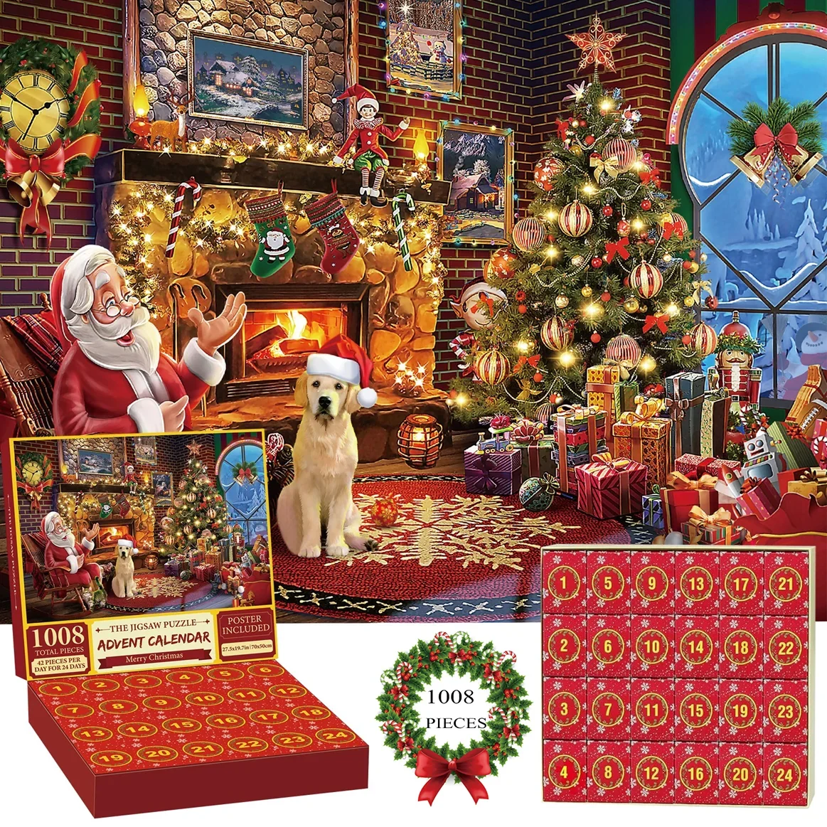 

1008 Pieces Jigsaw Puzzle Merry Christmas Advent Calendar 2024 Merry Christmas Jigsaw Puzzles Holiday Puzzles Toys New Year Gift