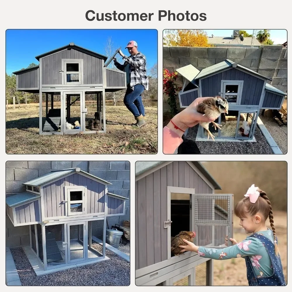

Large Chicken Coop - Unique Folding Design for Easy to Set Up - Chicken House for with Two Nesting Box,