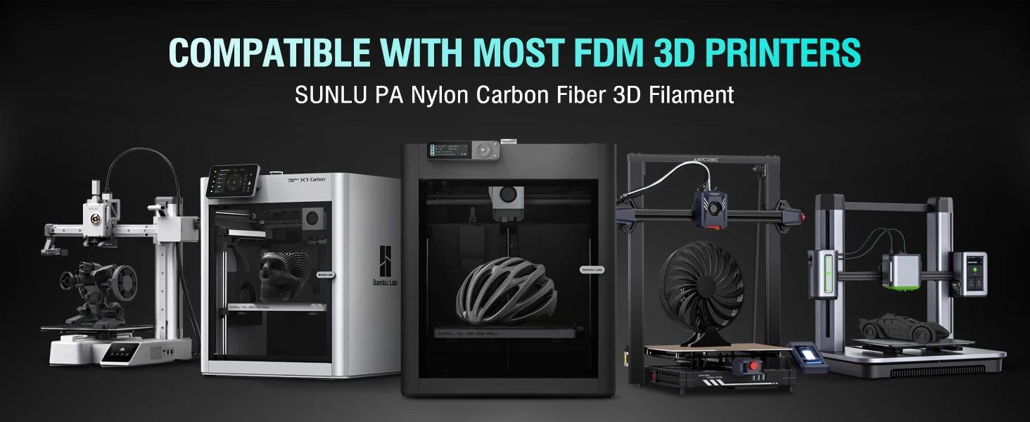 SUNLU 3 kg Easy-PA/PA6-CF/ PA12-CF Filament 1,75 mm 1 kg Spule Kohlefaser-strukturiertes Nylonfilament für Industrieteile und 3D-Drucker – Detail 18
