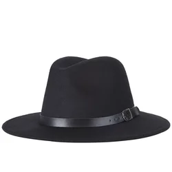 2025 New Fashion Men Fedoras Women's Fashion Jazz Hat Summer Spring Black Woolen Blend Cap Outdoor Casual Hat Adjustable Size