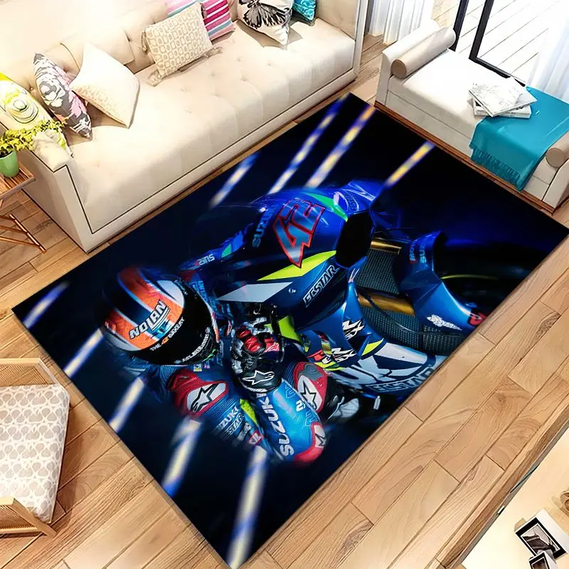 Vintage S-Suzuki Racing Biker Garage Moto Soft Non-Slip Large Area Rug for Living Room,Bedroom Carpet Mat for Sofa,Home Decor