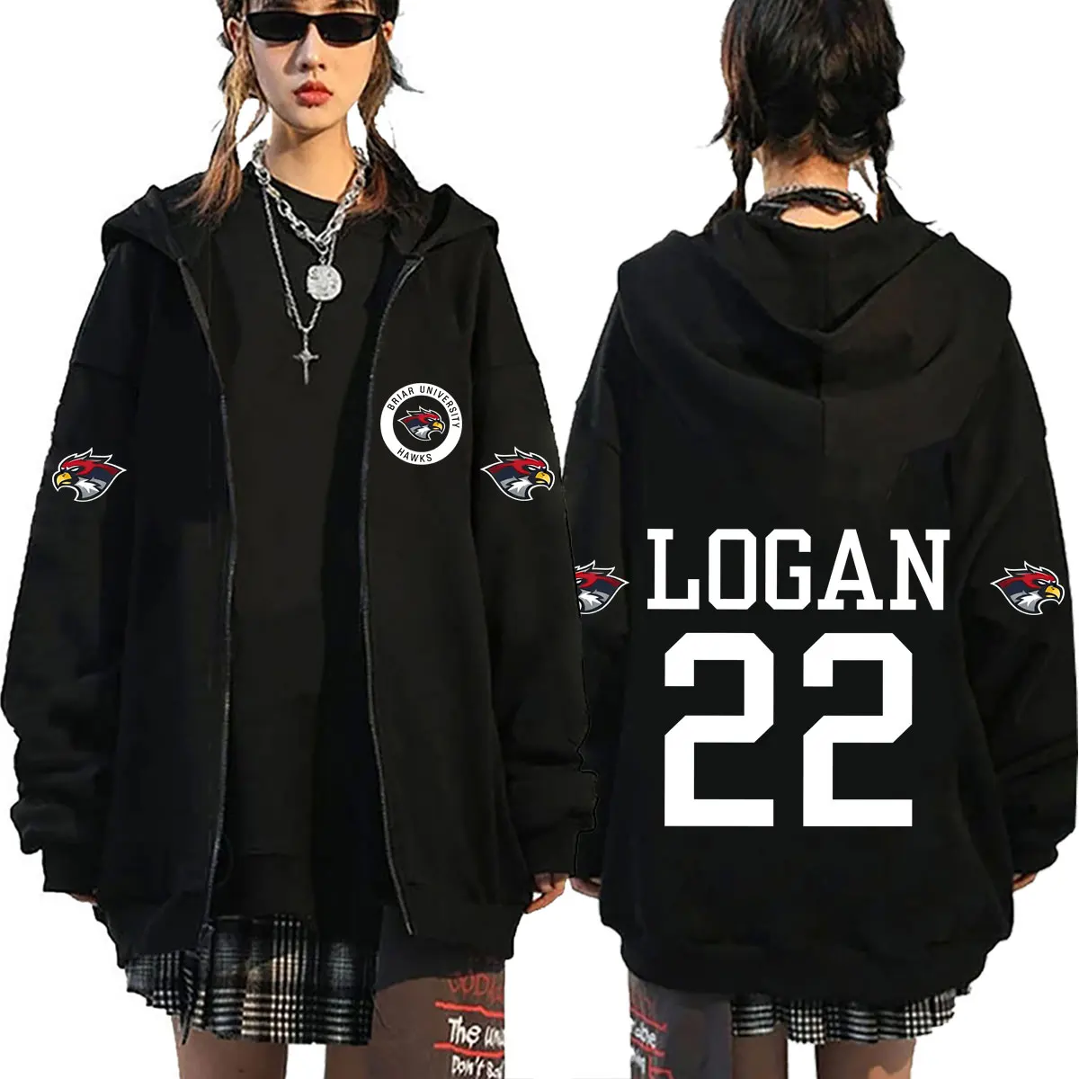 

Off Campus Briar University Logan 22 Merch Zipper Hoodie Men Women Retro Hip Hop Oversized Zip Up Jacket Male Hockey Streetwear