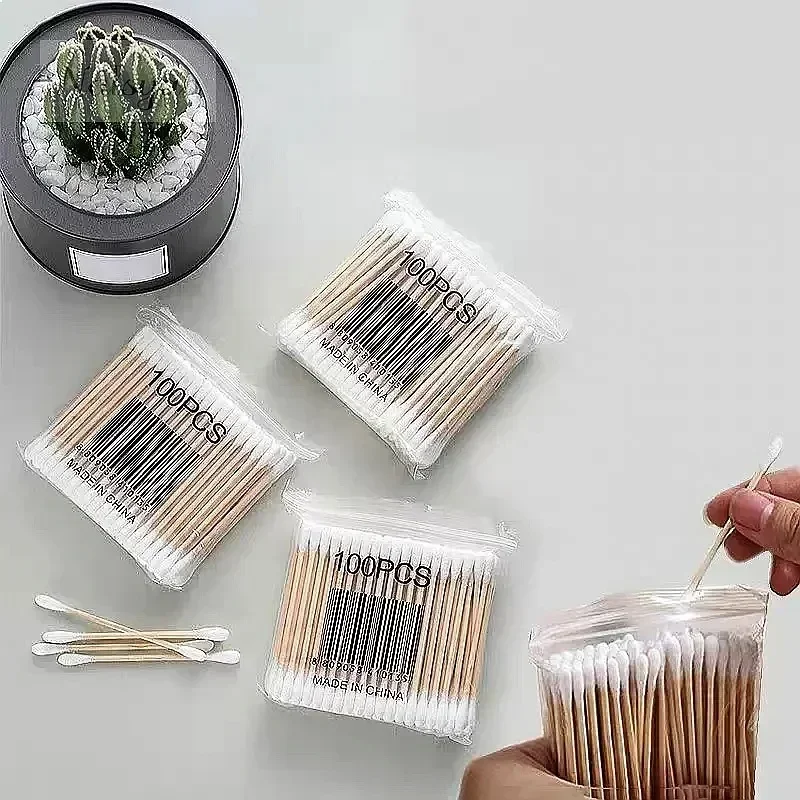 100/500/1000Pcs Double-ended Cotton Swabs Ear Cleaning Sticks Makeup Cotton Buds Disposable Cleaning Tools