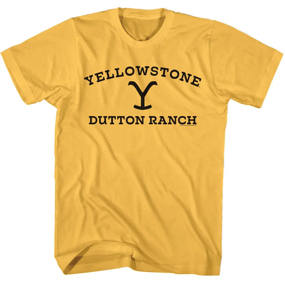 Yellowstone Dutton Ranch Logo Men's Gold T Shirt Montana Country TV Show Costner