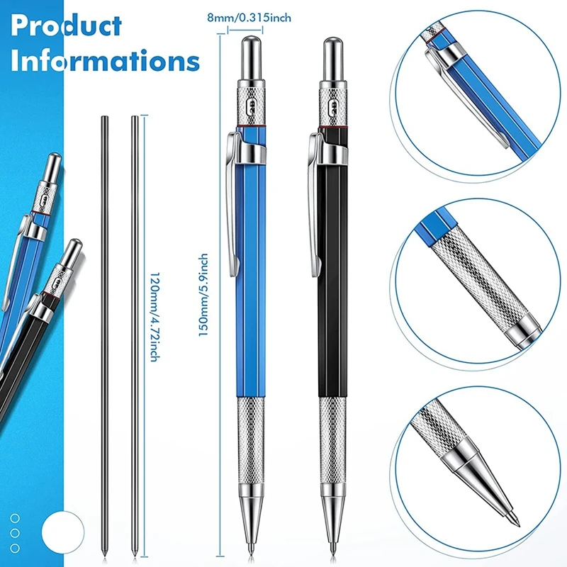 Best Streak Welder Pencil 2.0 Mm Round Refills Metal Marker Mechanical Carpenter Pencils For Construction Workers,Metal Work