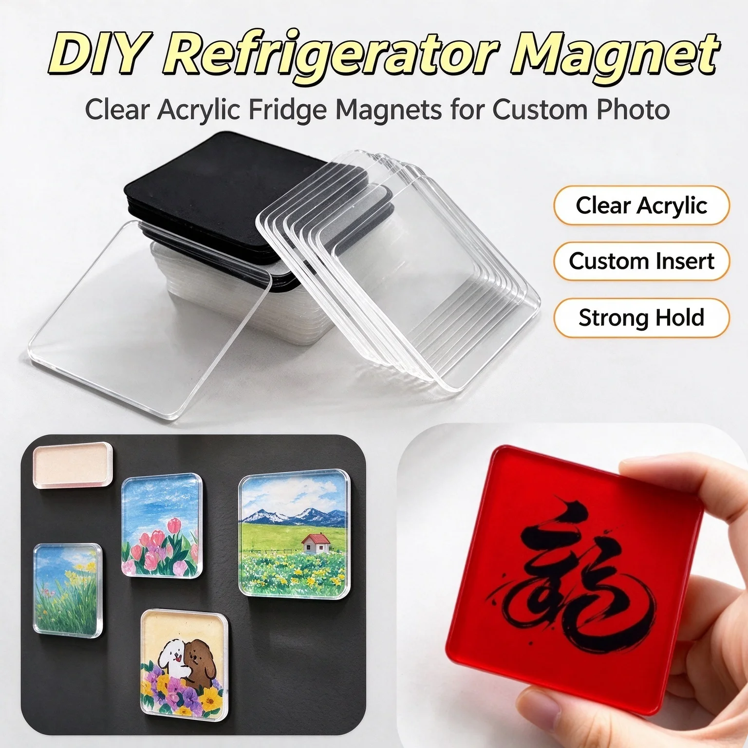 7~30Set Fridge Magnets Material Kit Creative DIY Handmade Novelty Magnetic Stickers Not Photo Included Souvenir Home Decor Gifts