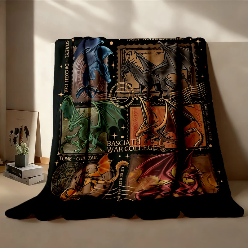 Fourth Wing Dragons Flannel Throw, Tairn and Andarna Cozy Blanket, Dragon Rider Warm Blanket, Basgiath War College Soft
