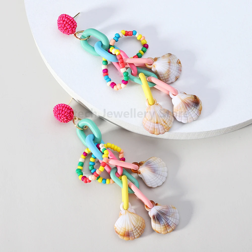 Fashion Elegant Long Hanging Colorful Acrylic Dangle Drop Earrings For Women Luxury Cute Tassel Ear Accessories Charm Jewelry