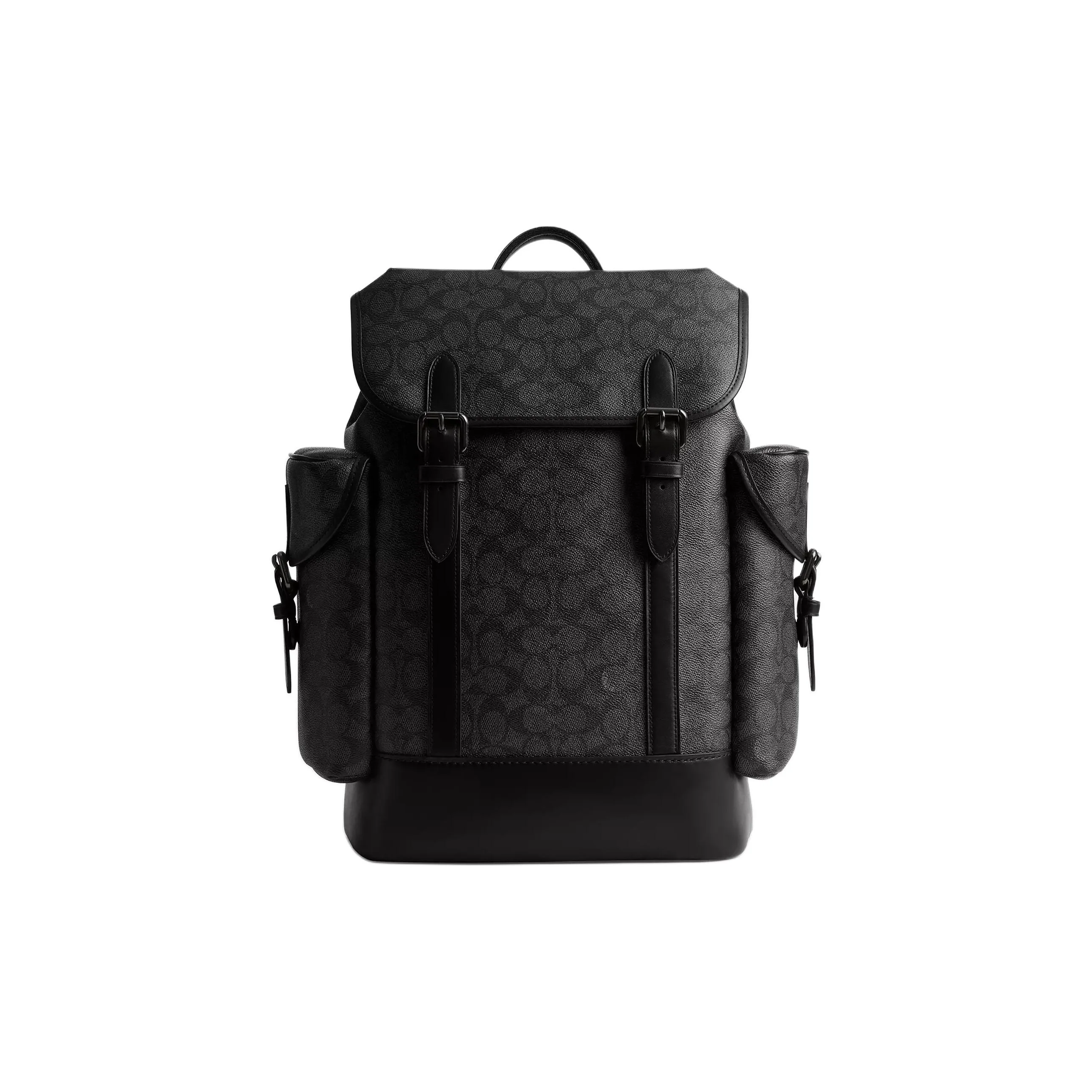 COACH Hitch Coated Canvas With Refined Calfskin Backpack Large Men's Charcoal CV983-CHR
