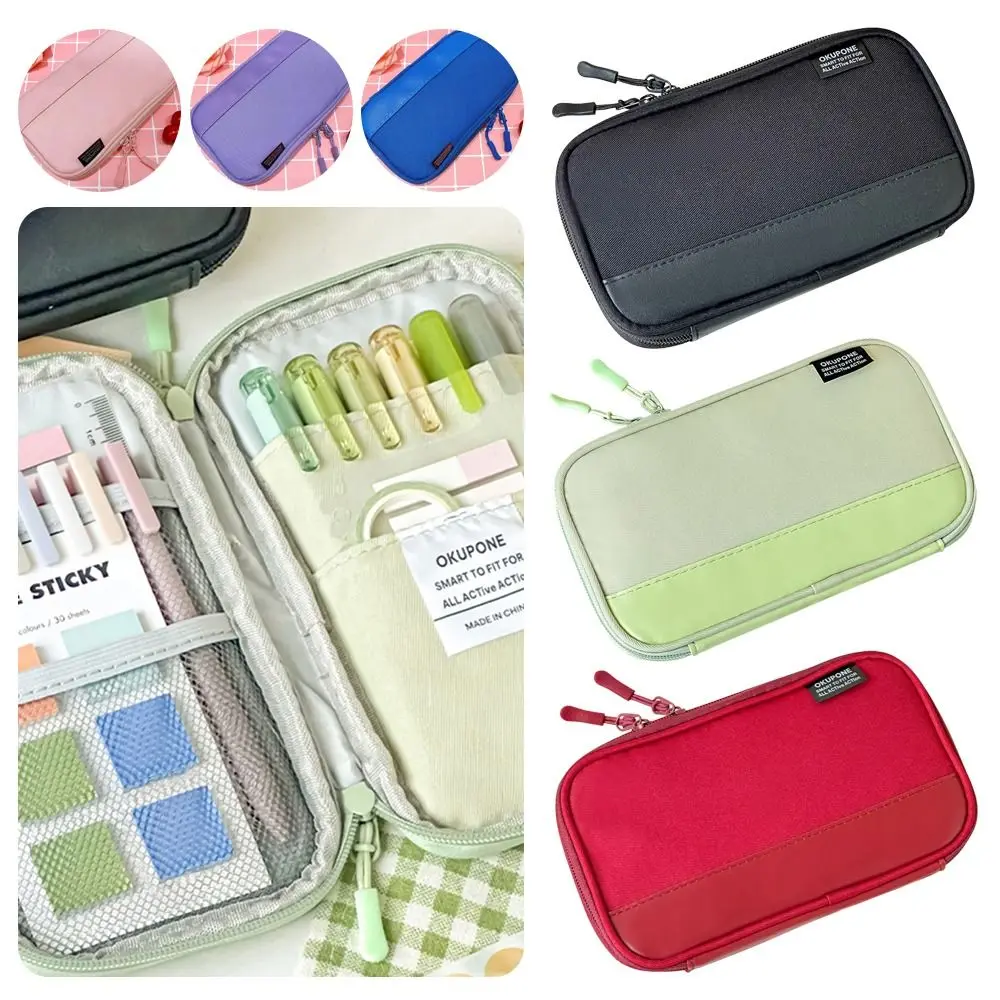 Durable Oxford Pen Bag Ultra-thin Multi-functional Stationery Pouch Portable Pen Box School Supplies