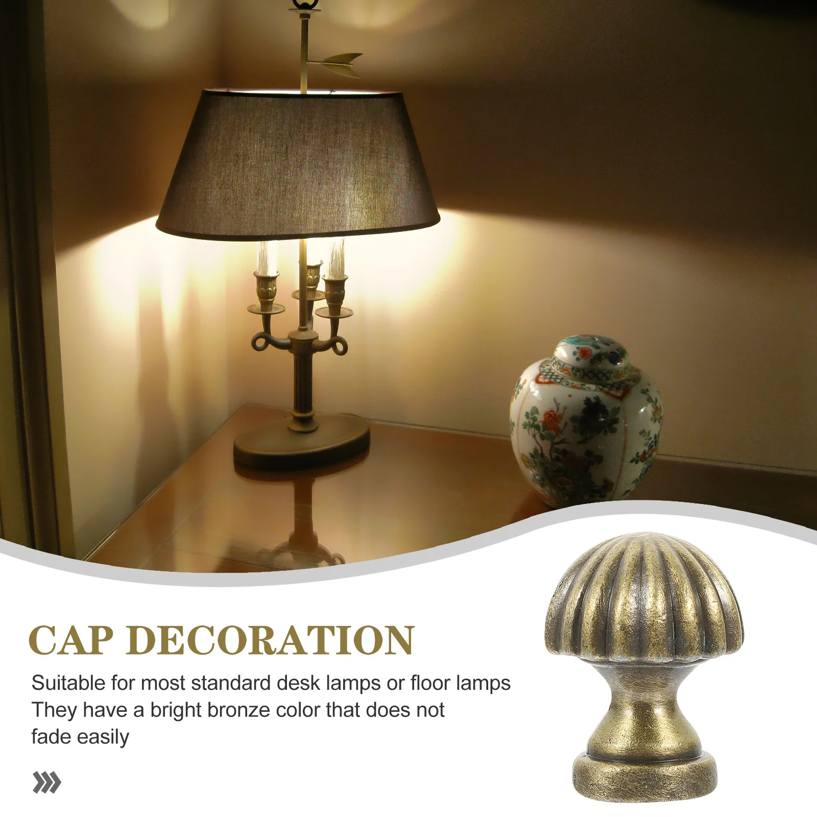 

4pcs Hat Decor Retro Mushroom Metal Finial For Lamp Shade Table Floor Lamp Living Room Bedroom Study Office Light Accessories