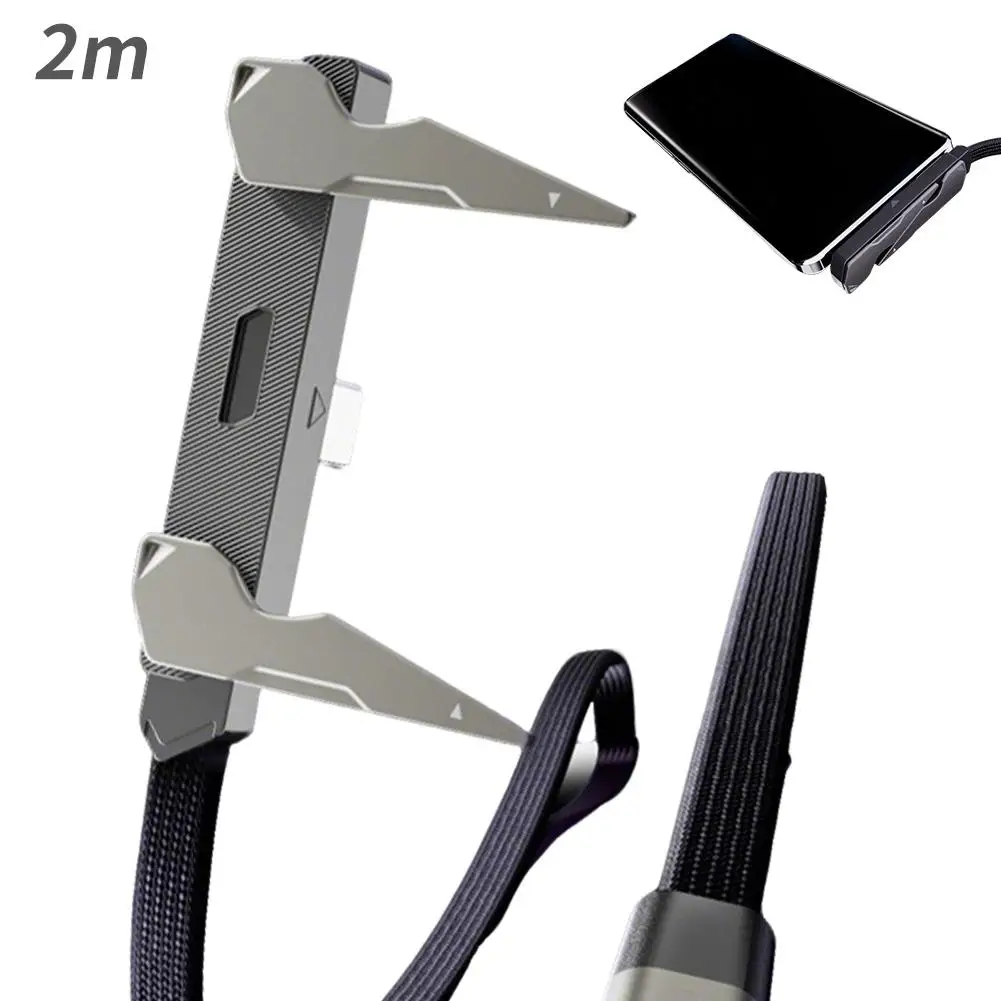 240W 2 in 1 Fast Charging Foldable Bracket Data Cable Type C Desktop Holder Braided Charging Wire For iPhone17 16 15 Samsung