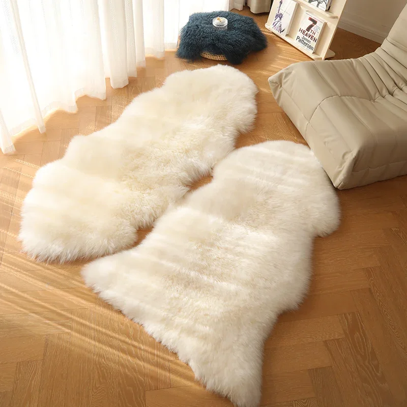 

Wool sofa fur integrated bedside blanket, whole sheepskin cushion long hair irregular bedroom