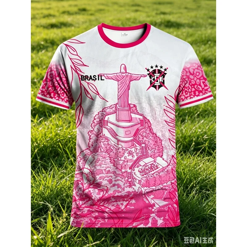 New Football Men's T-shirt Outdoor Sports Daily Round-Neck Short Sleeve Tops Summer Training Quick-Dry Men Clothing