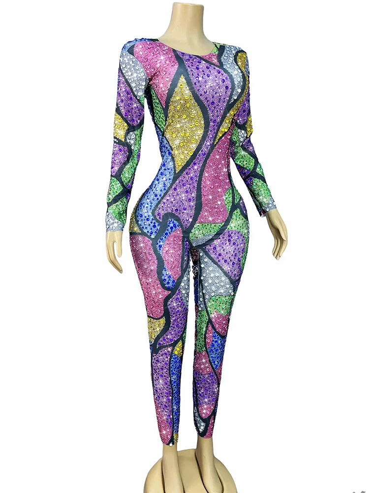 Wysokiej jakości kombinezon z efektem hot stampingu, seksowny, elastyczny, z blokami kolorów, nowa moda 2025, odzież damska na zamówienie.